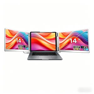 Nouveauté 2026 : Moniteur portable triple écran 14 pouces 1080P IPS LCD, double Type-C pour ordinateur portable Windows <span class=keywords><strong>Mac</strong></span> <span class=keywords><strong>OS</strong></span> - Product Image 1