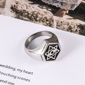 Retro Starburst Men's <b>Ring</b> <b>Titanium</b> Steel Eight Pointed Star Gift Jewelry SA623 - Product Image 3