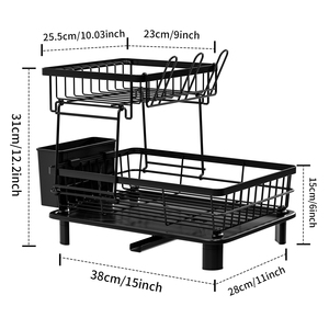 Escurridor de Platos Desmontable de 2 Niveles para Encimera de Cocina con Bandeja de Drenaje - Product Image 6