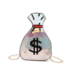 Nuevo creativo dólar forma láser crossbody <span class=keywords><strong>bolsa</strong></span> Mini lindo cadena de oro bolso damas dinero monedero de la moneda - Product Image 6