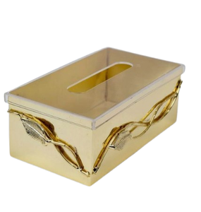 Caja de pañuelos de Metal decorativa con acabado dorado, barra de restaurante, forma Rectangular, soporte para cajas de pañuelos de encimera para el hogar y la cocina - Product Image 1