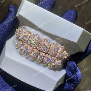 Tùy Chỉnh Top Dưới 10 8 6 S925 Bạc 10K 14K 18K Tăng Rắn Vàng Mạ Vvs Hoàn Hảo Moissanite Phòng Thí Nghiệm Kim Cương Răng grillz Cho Nam Giới - Product Image 2