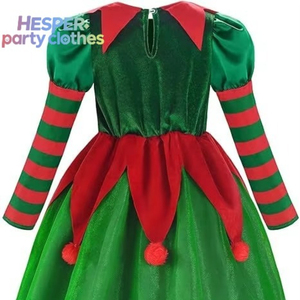 HESPER High Quality Elf Costume for Kids Green Santa Little Helper Kids Christmas Elf Dress Suit for Girls - Product Image 2