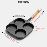 Wajan Telur Besi Cor Anti Lengket Laris Manis, Peralatan Masak Sarapan 4 Lubang, Wajan Penggorengan Omelet Pancake Dengan Gagang