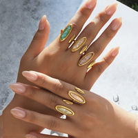 Bague ouverte Gaovo tendance à double coquille ovale, plaquée or 18 carats, en acier inoxydable incrusté de coquillages concassés, bagues de soirée imposantes pour femmes