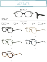 G5761F Lunettes optiques carrées vintage unisexe, monture intégrale en acétate noir brillant avec détails rivetés, montures de lunettes tendance