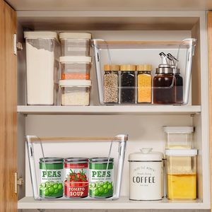 2 Set Stackable Plastic Rectangle <strong>Storage</strong> Bins Baskets Eco-Friendly Kitchen Pantry Organizer for <strong>Vegetable</strong> Produce Snack <strong>Storage</strong> - Product Image 5