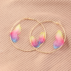 Pendientes de Aro Grandes de Seda Colorida de Doble Capa, Elegantes y Chapados en Oro, Joyería de Moda para Mujer - Product Image 3