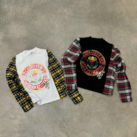 Chemise à manches longues en flanelle à carreaux, coupe et couture personnalisées, avec logo imprimé DTG, décontractée, thermique, surdimensionnée, pour homme
