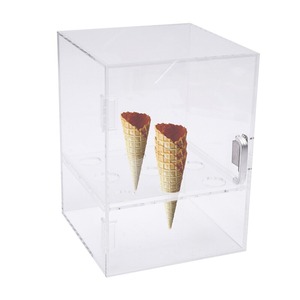 Ice Cream Cone Tủ 9 Lỗ Waffle Cone Chủ Trứng Cuộn Rõ Ràng Minh Bạch <span class=keywords><strong>Acrylic</strong></span> Hiển Thị Trường Hợp Với Cửa - Product Image 1