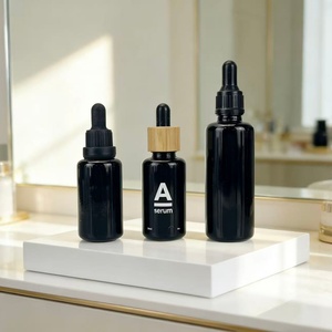 Hot Sale 15ml 20ml 30ml 50ml 60ml 100ml UV-protected Black Violet Glass Essential Oil <b>Bottle</b> with Bamboo <b>Dropper</b> Cap - Product Image 1