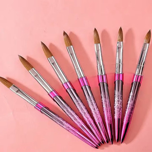 Pinceau de luxe en poils de vison pour nail art, manche acrylique, stylo de dessin et de sculpture pour manucure professionnelle DIY - Product Image 4