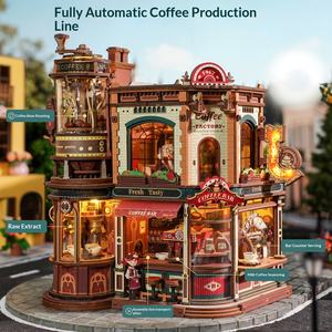 Usine de café en bois à assembler soi-même, modèle de blocs de construction, jouet <span class=keywords><strong>puzzle</strong></span> 3D, animaux, nature, cadeau d'anniversaire, de Nouvel An, unisexe - Product Image 2