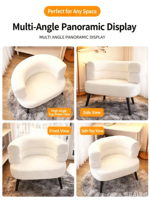 Fauteuil simple en tissu blanc moderne et simple de style nordique pour la maison, la chambre à coucher, l'hôtel, l'appartement, la villa, le salon