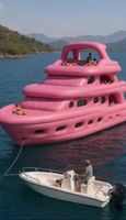 Nouveauté 2026, yacht gonflable de grande taille en PVC de haute qualité, personnalisé, rose, pour les fêtes d'été, les activités de loisirs aquatiques