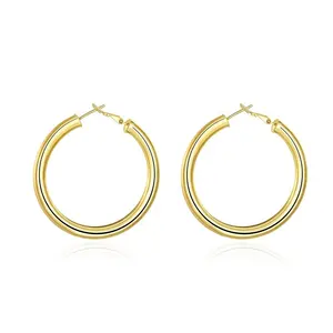 Thiết Kế Mới Nhất Ankara Mạ Vàng Ống Đồng Hoop Earring