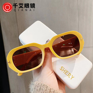 แว่นกันแดดทรงสี่เหลี่ยมไม่สมมาตร Shery UV400 กรอบ PC แฟชั่นสำหรับผู้หญิง เลนส์แบบที่ 3 สำหรับสไตล์สตรีท - Product Image 5