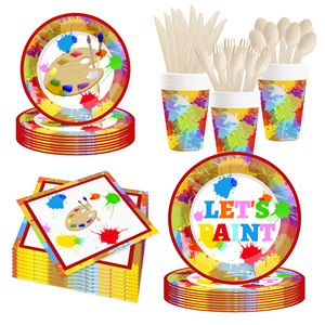 DAMAI Artist Painting Theme Plates Napkins Tablecloths <b>Paint</b> Party Birthday Tableware <b>Set</b> Party Table Favors for Kids Boys Girls - Product Image 1