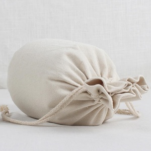 Sac en toile naturelle à fond rond avec cordon de serrage et poche pour l'emballage du riz/de la farine, portatif, écologique, recyclable, avec bracelet - Product Image 6