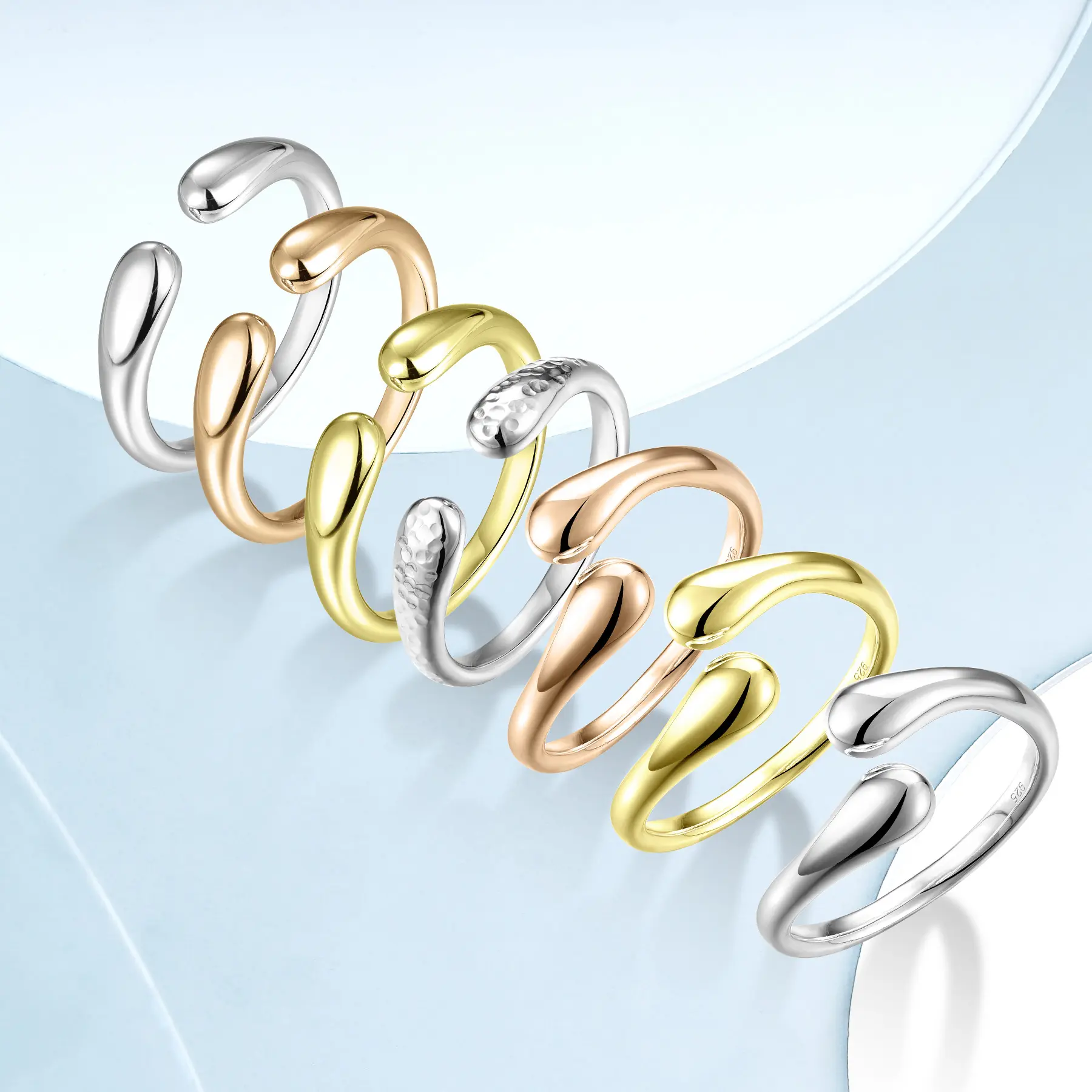 New Collection Minimalist Ring Jewelry 18k Gold Plated Rings Open Adjustable Plain Silver Ring For Women