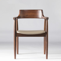 Chaise de salle à manger en pin massif Hiroshima, design Japandi, accoudoirs, dossier incurvé, assise en tissu, pour la maison, le bureau, l'étude, le salon, Silla De Madera