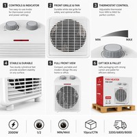 Ventilateur Chauffant Colonne Portable avec Thermostat, Chauffage d'Appoint Compact Rectangulaire 3 Modes Chaud 2000W, Contrôle Automatique, Ignifuge, Certifié CE