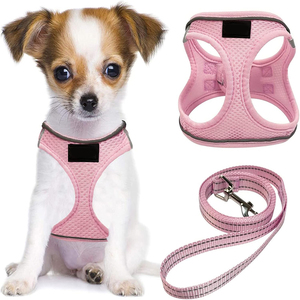 Arnés de moda Muker rosa transpirable de poliéster para perros pequeños, con hebilla ajustable, chaleco de malla suave para el pecho, con cintas, al por mayor - Product Image 2