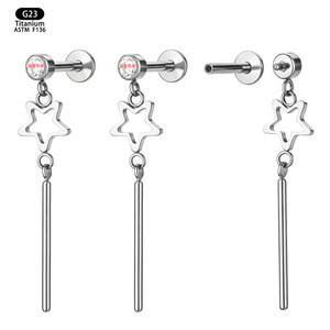 Pendientes de Titanio con Colgante de Estrella de 11 mm, G23 ASTM F136, Joyería Larga para Piercing, Moda para Fiestas - Product Image 5
