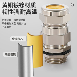 Copper Plated Nickel <b>Cable</b> Gland Pg20 Ip68 Waterproof Marine Grade Armor Sealed Connector For Low Voltage Applications - Product Image 1