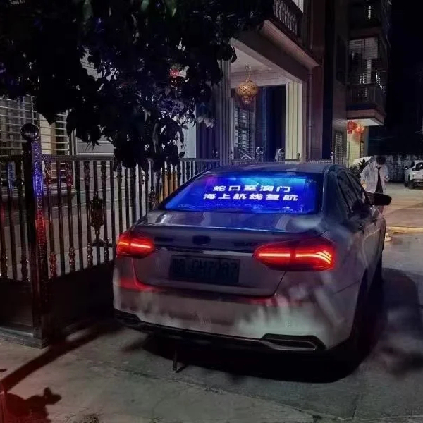 P2.6 -5.2 Indoor High Brightness Lightweight 750*250mm Car Glass Rear Window Advertising Transparent Car Led Display
