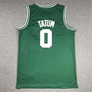 TOP Custom Jayson Tatum Jaylen Brown Groen Wit Team Uniformen Groothandel Ademend Gestikt Basketbalshirts voor de Zomer - Product Image 2