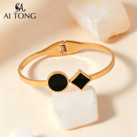 Pulseras de Acero Inoxidable con Baño de Oro PVD de 18K, Diseño de Trébol de Cuatro Hojas con Esmalte, Números Romanos Incrustados y Circonitas, Joyería de Moda para Chicas