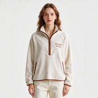 Sudadera de invierno personalizada nueva para mujer con cremallera de un cuarto, suéter cálido de forro polar, suéter informal con media cremallera para entrenamiento
