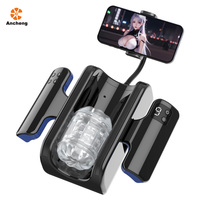 Automatischer männlicher Mastur bator mit doppelter Griffs teuerung und 20cm 9 Schub-Telefon halter Elektrische Masturbation maschine Sexspielzeug für Männer