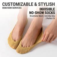 Chaussettes invisibles respirantes en maille pour femmes, antidérapantes, en coton, coupe basse, pour mocassins, usine OEM ODM