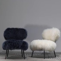 Chaise en laine de mouton de luxe élégante - Siège de détente pour salon