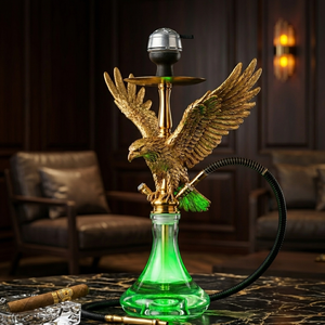 Ensemble complet de chicha arabe Gold Eagle Hookah Craft en résine, avec pot à cigarettes et chicha - Product Image 2