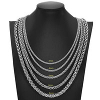 Collier Chaîne Maille Blé Franco 3mm 4mm 5mm 6mm pour Femme et Homme, Plaqué Or 14K 18K, Bijoux en Acier Inoxydable Étanche et Anti-ternissement