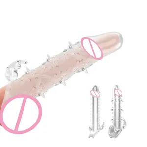 Silicone Penis Extender Enlarger Crystal Sex Shop Delay Ejaculation Cock Enlarger Ring Sex Toys For Couples Penis Sleeve
