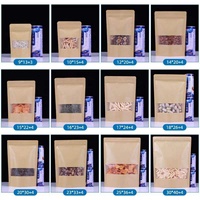 Bolsa de Papel Kraft con Cierre Zip, Blanca y Marrón, de Grado Alimenticio, con Ventana, para Café, Té, Especias, Dulces y Otros Alimentos