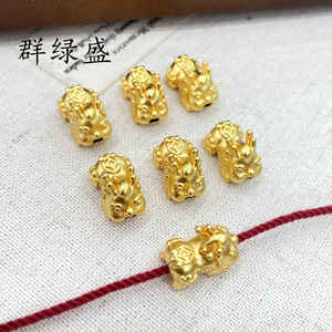 Abalorio de la suerte Pixiu Qunlvsheng para bebé, cuentas dispersas de plata chapada en oro para pulseras y accesorios DIY - Product Image 1