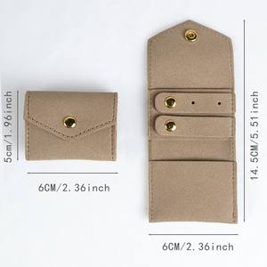 Sac de rangement pour bijoux mini personnalisé avec logo, vente chaude, sac de voyage portable pour boucles d'oreilles et bracelets, pliable 14,5*6cm, sac à bijoux en cuir - Product Image 6