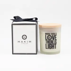 logo printed design home decorative soy wax candle with white candle box