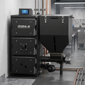 Stufa a Carbone Moderna da Interno da 25KW con Grande Capacità del Tramoggio di 210L e Riscaldamento Centralizzato dell'Acqua, Caldaia e Caminetto a Carbone - Product Image 1