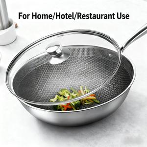 Chảo chống dính tổ ong 30-36cm |   Chảo thép không gỉ 410 |   Nhà máy 18 năm tuổi |   Có sẵn dịch vụ OEM/ODM - Product Image 1