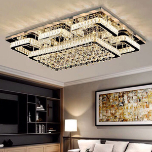 Plafonnier moderne en acier inoxydable et cristal avec LED, nouveau design carré, décoration intérieure pour hôtel, éclairage élégant - Product Image 3