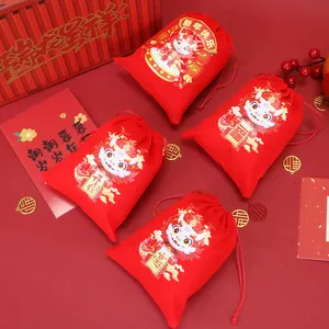 Modische chinesische Art rote Samt Tasche Beutel Süßigkeiten Tasche Samt Tasche mit Logo als Geschenk