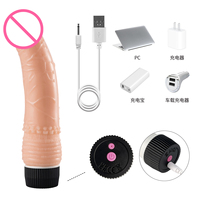 Gerçekçi Silikon Çubuk Dildo Stimülasyonu 10 Hızlı Şarj Edilebilir Dildo Yetişkin Oyuncağı Kadınlar için Titreşimli Mini AV Çubuk