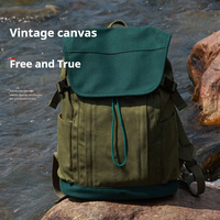 Sac à dos en toile résistant à l'eau unisexe Grand sac à dos de randonnée multi-poches motif géométrique (vert montagne) pour les couples