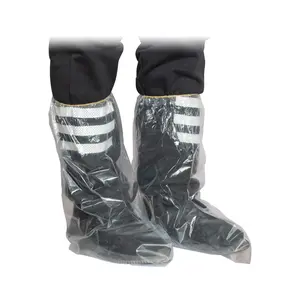 Botas de chuva de plástico pe, à prova d' água, transparente